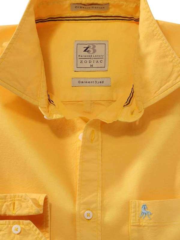 Manchester Yellow Solid Full sleeve single cuff   Cotton Shirt