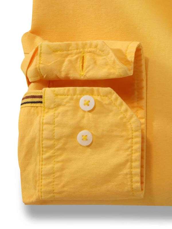 Manchester Yellow Solid Full sleeve single cuff   Cotton Shirt
