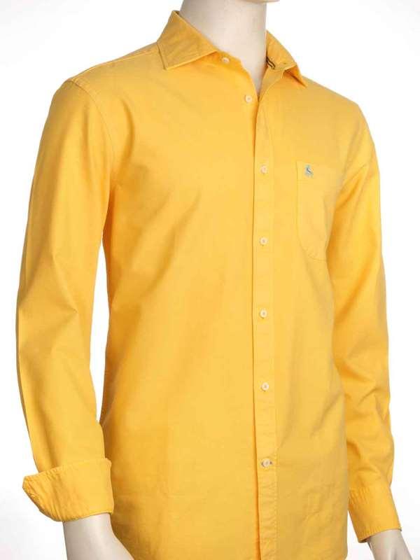 Manchester Yellow Solid Full sleeve single cuff   Cotton Shirt