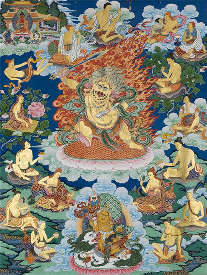 Manjusri Image - Tibetan thangka painting, front view