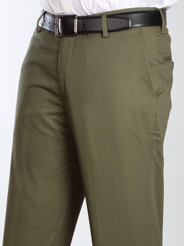 Mantova Olive Tailored Fit Cotton Trousers