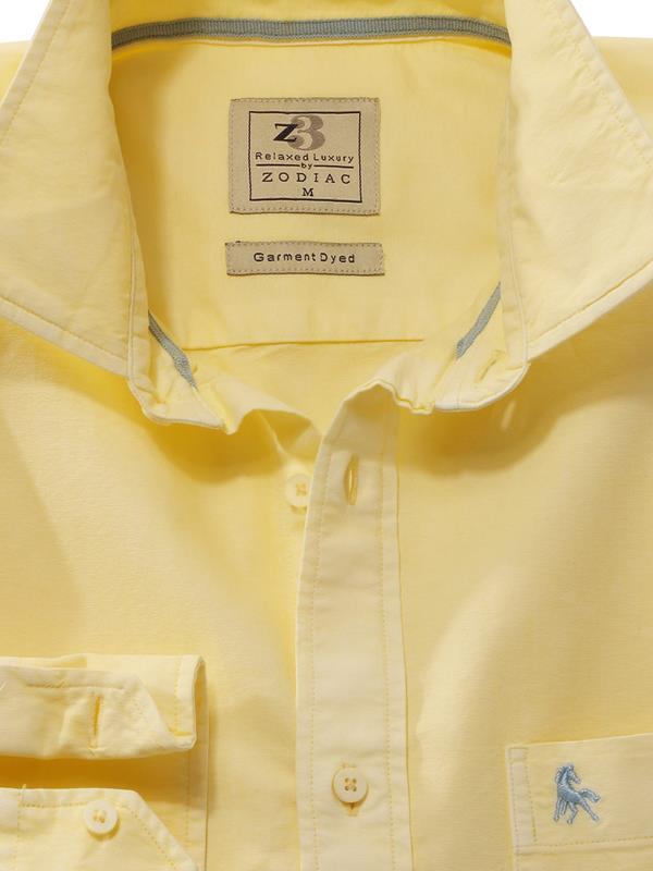 Marbella Yellow Solid Full sleeve single cuff   Cotton Shirt