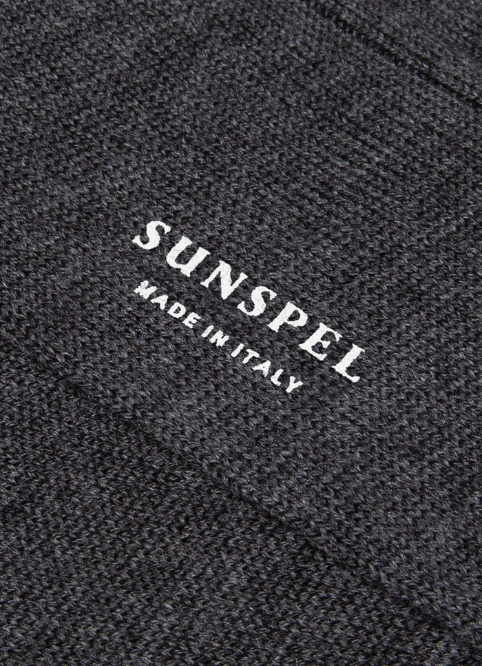 Men's Merino Wool Ribbed Socks in Charcoal Melange