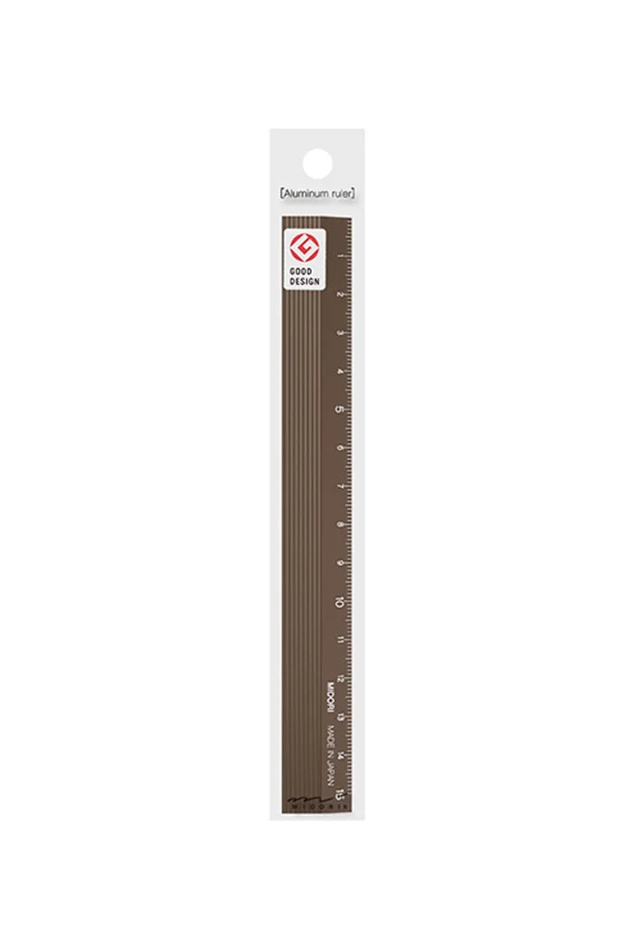 Midori - Non Slip Aluminum Ruler - 15 cm - Brown