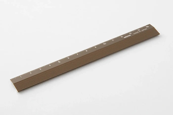 Midori - Non Slip Aluminum Ruler - 15 cm - Brown