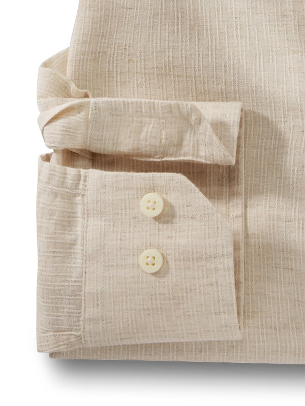 Musetti Slub Beige Solid Full Sleeve Tailored Fit Casual Blended Shirt