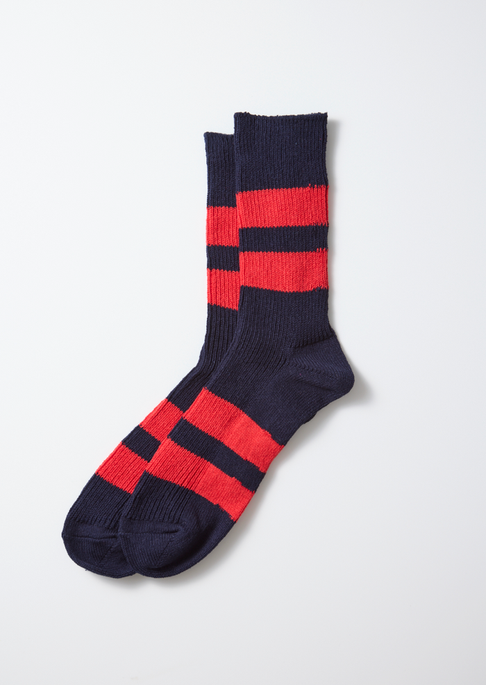 Navy Red Recycled Cotton Stripe Socks
