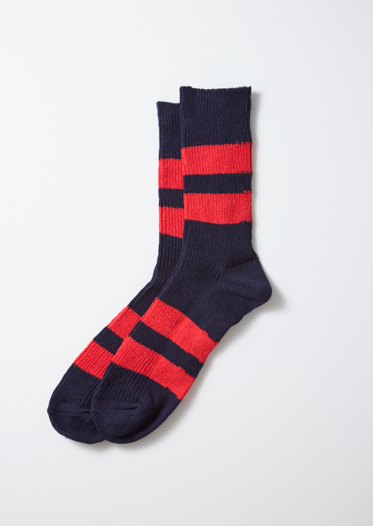 Navy Red Recycled Cotton Stripe Socks