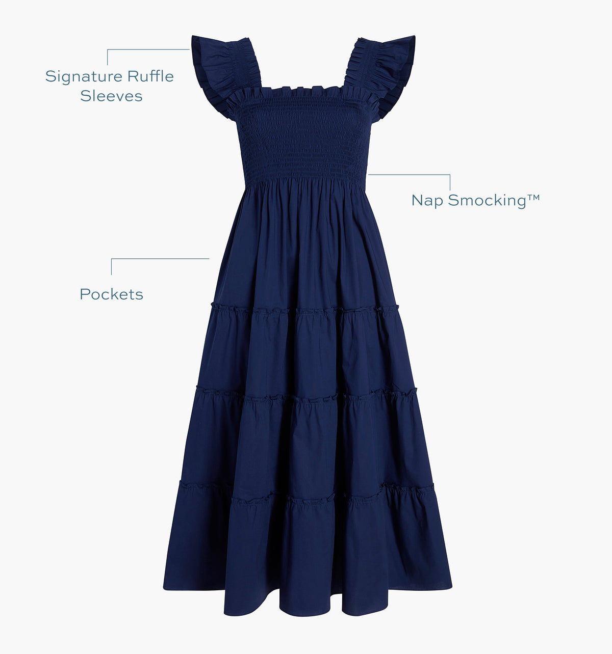 The Ellie Nap Dress - Navy Poplin