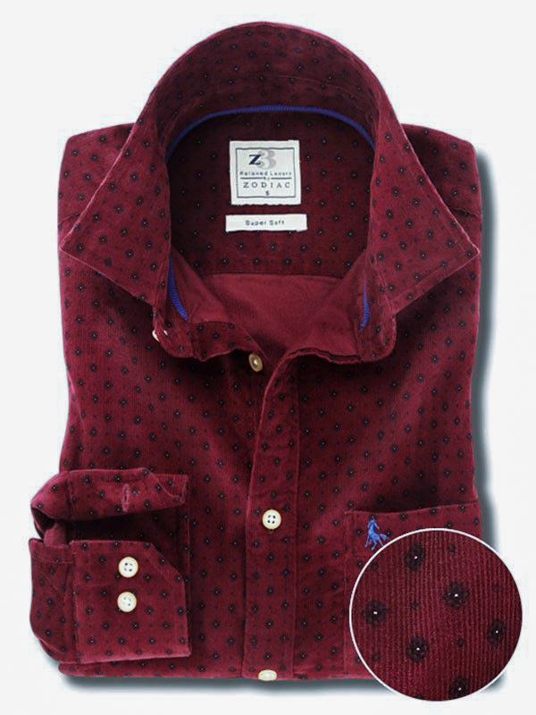 Niseko Burgundy Corduroy Full sleeve single cuff   Cotton Shirt