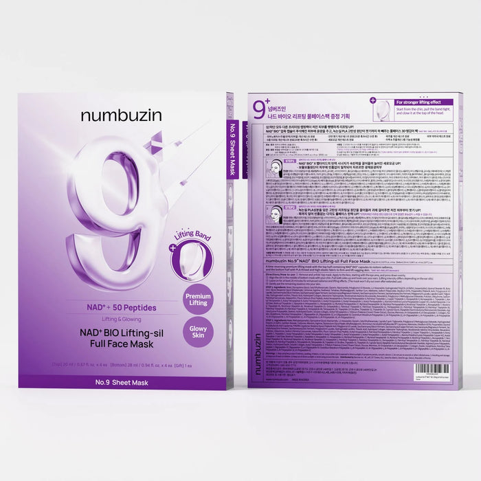numbuzin No.9 NAD+ BIO Lifting-sil Full Face Mask (4 Sheets)