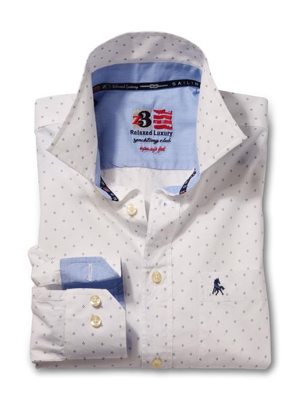 Oahu White Printed    Cotton Shirt