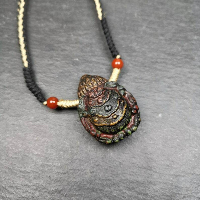 Old Tibetan Tsa Tsa Amulet, Scorpion Guru of Padmasambhava,Scorpion Terma Amulet - Tibetan tsa tsa mold, front view