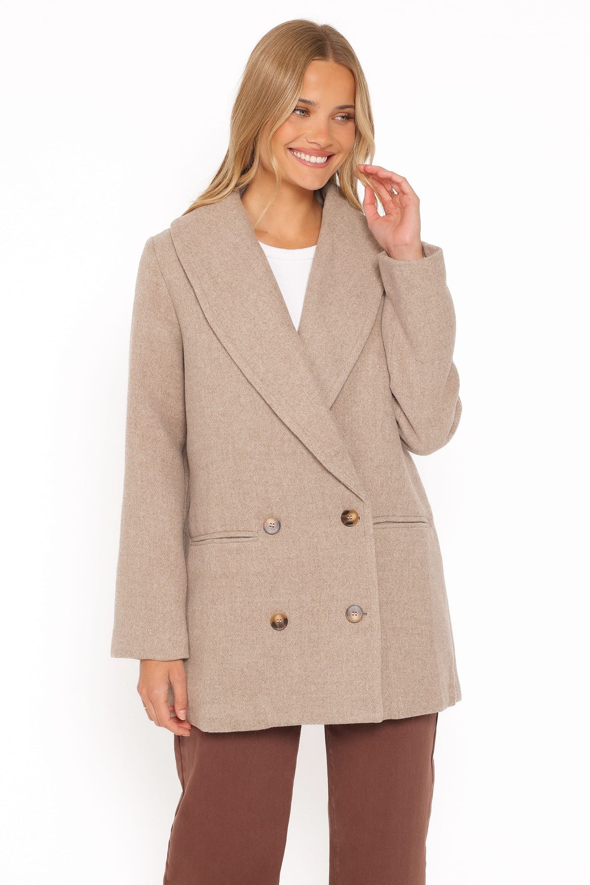 Cartia Shawl Collar Car Coat - Taupe