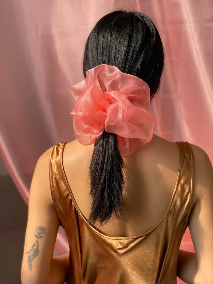 Peach Giant Organza Scrunchie