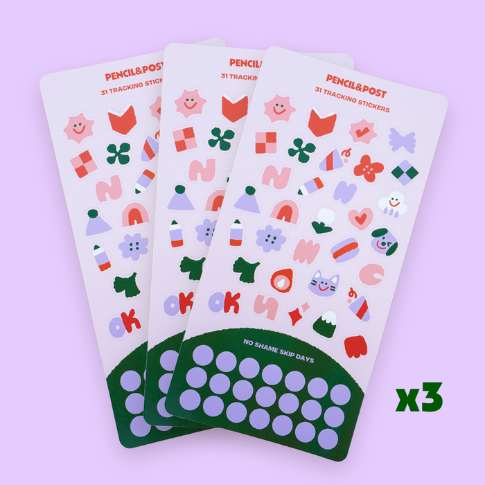 Pencil and Post - Habit tracker sticker sheet - pack of 3