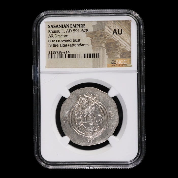 Persia, Sasanian Empire, Khusru II, Drachm (AU) - 591 to 628 CE - NGC Certified