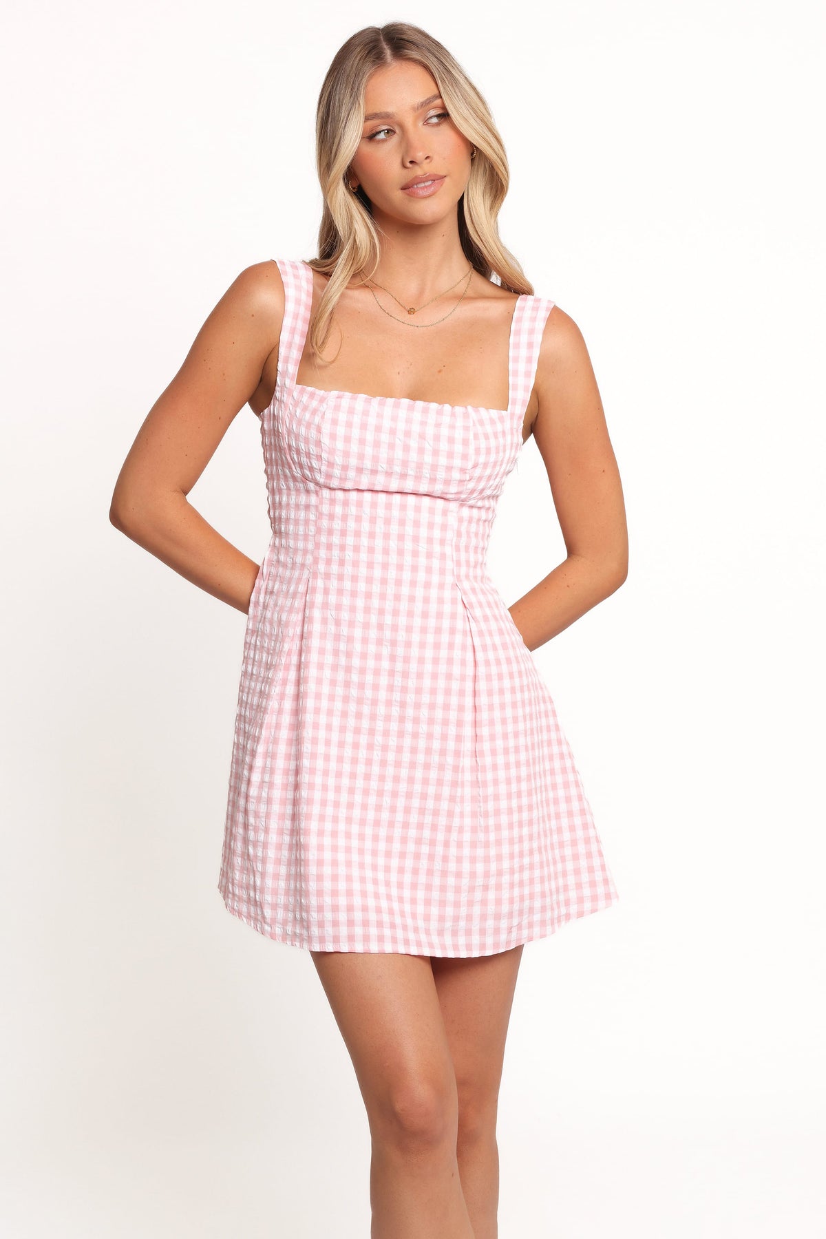 Althea Mini Dress - Pink Gingham