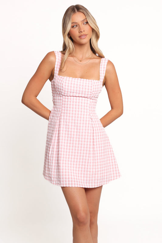 Althea Mini Dress - Pink Gingham