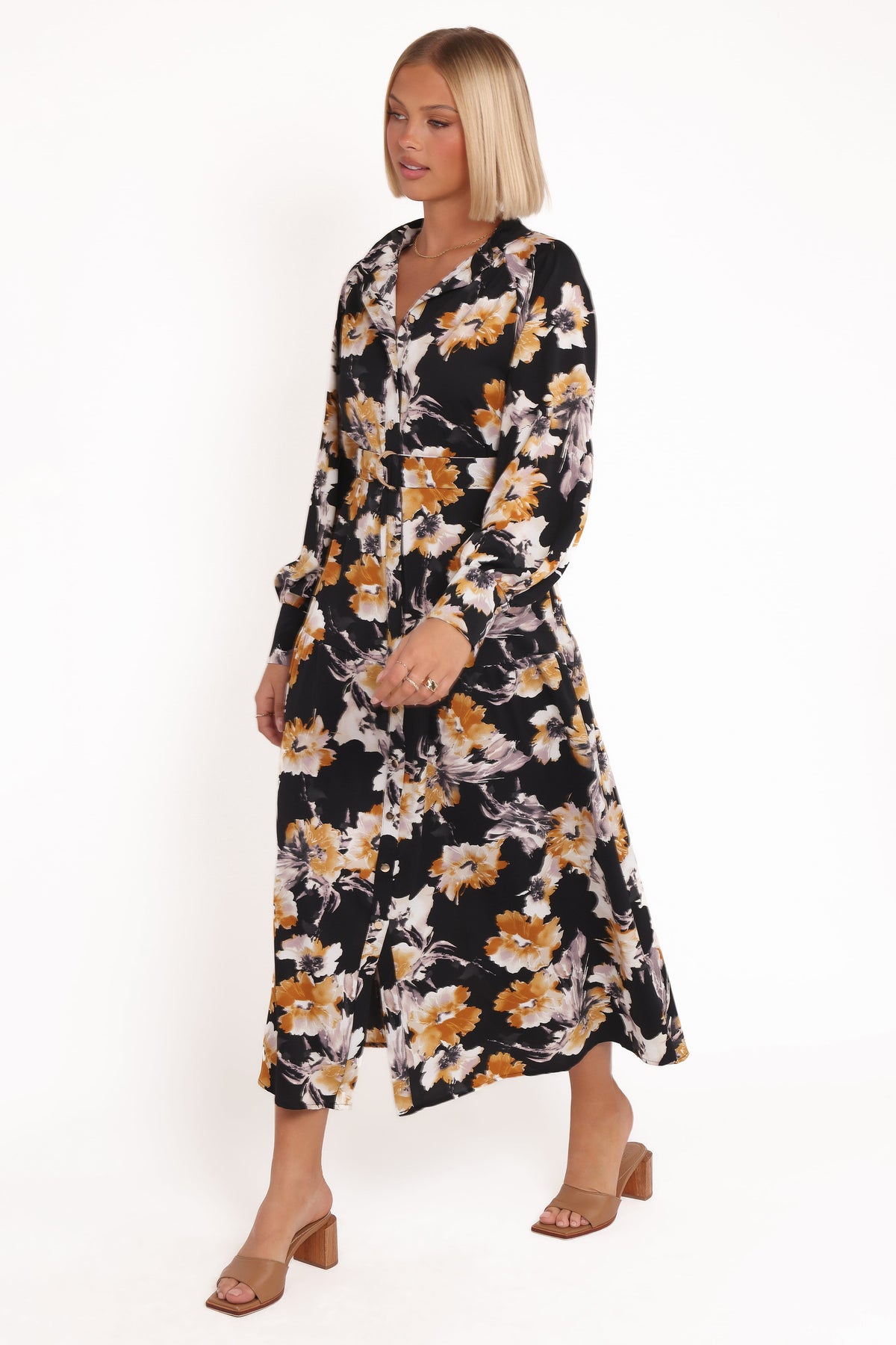 Cristal Long Sleeve Maxi Dress - Black Floral