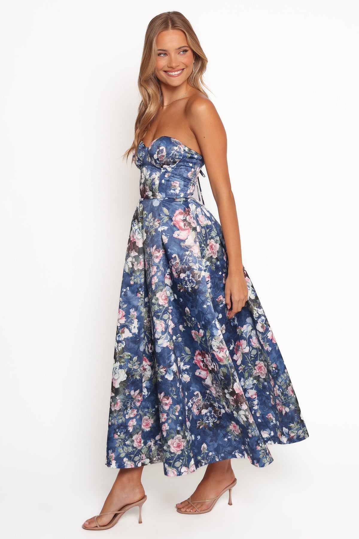 Darina Strapless Midi Dress - Midnight Floral