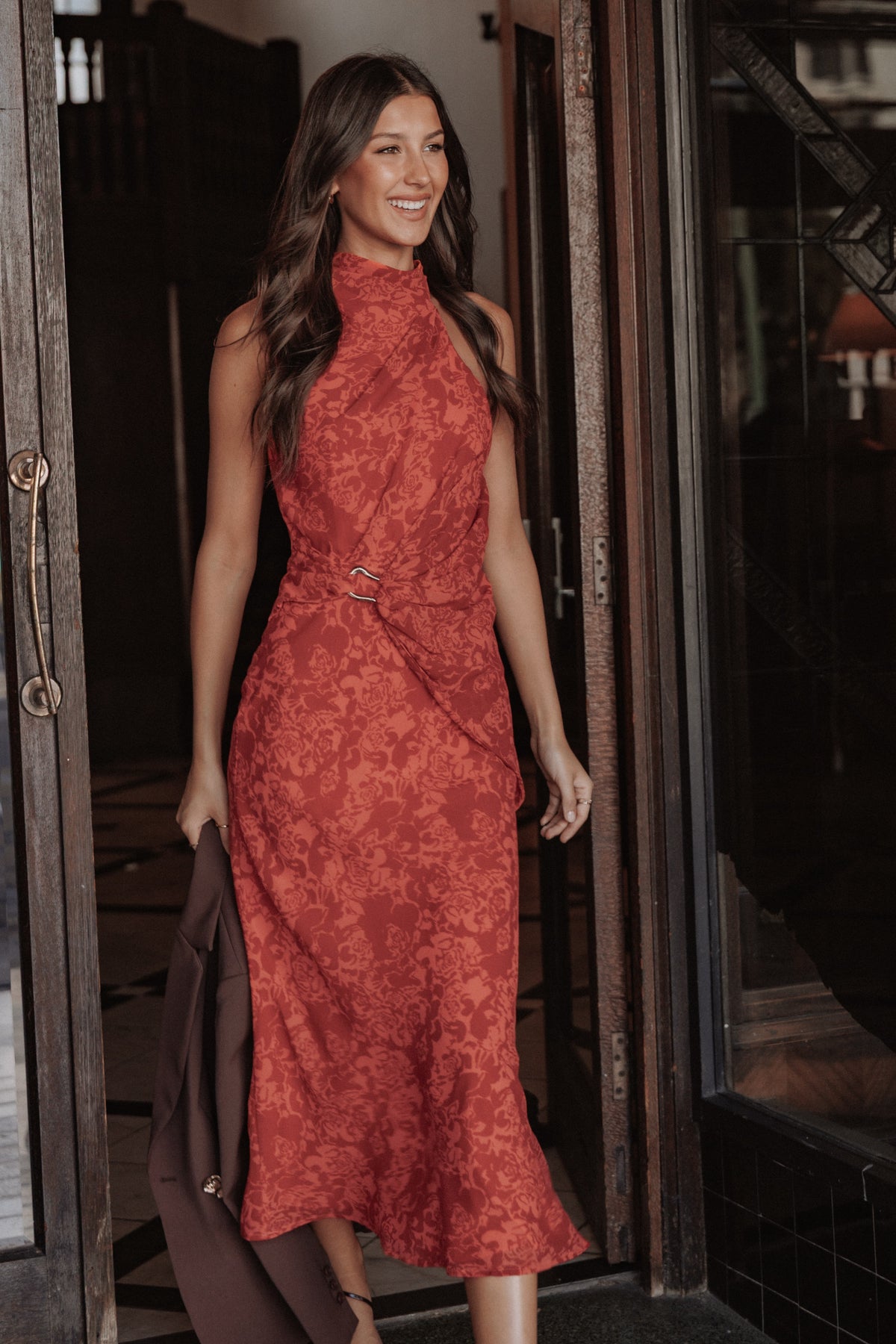 Isabeau Midi Dress - Red Roses
