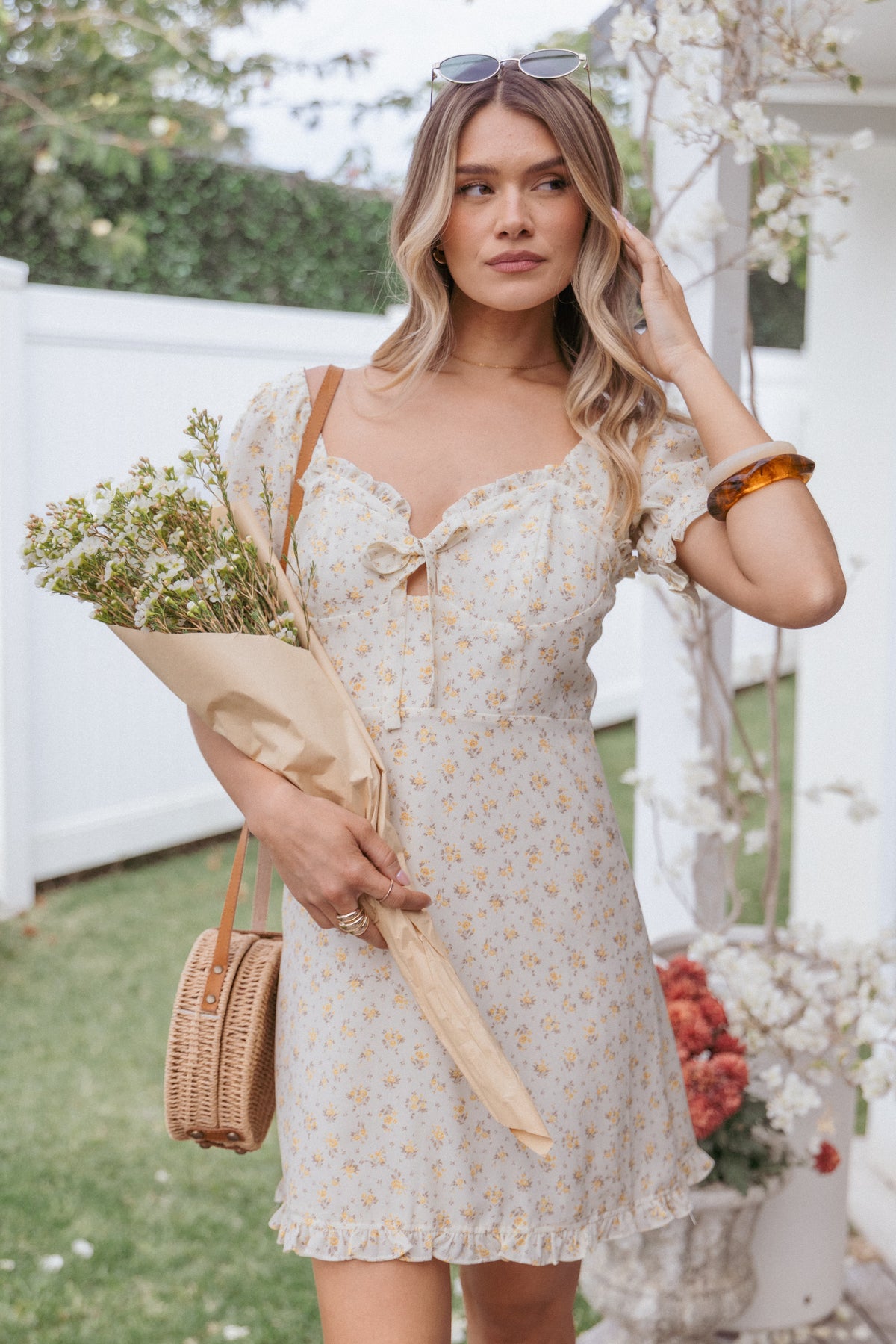 Joss Mini Dress - Cream Yellow