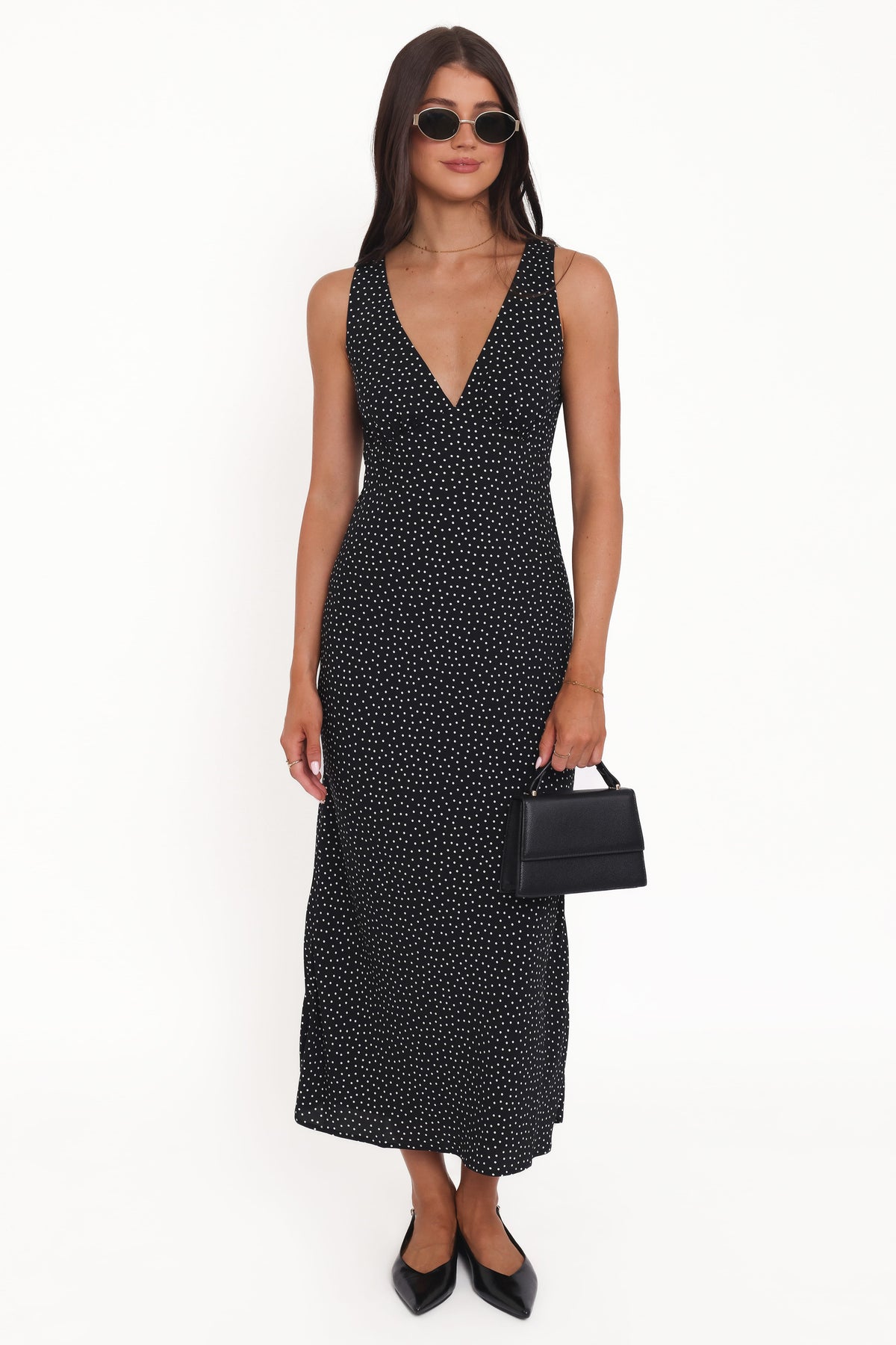 Mirae Maxi Dress - Black Polka Dot