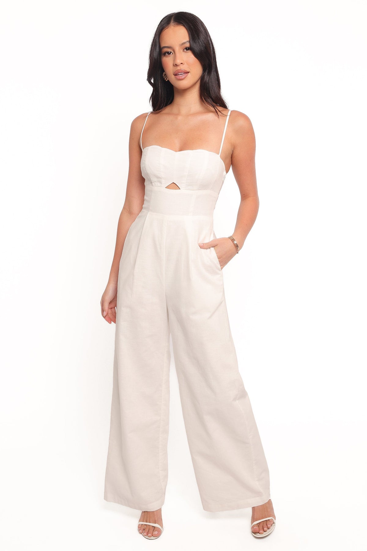 Metra Scalloped Jumpsuit - White