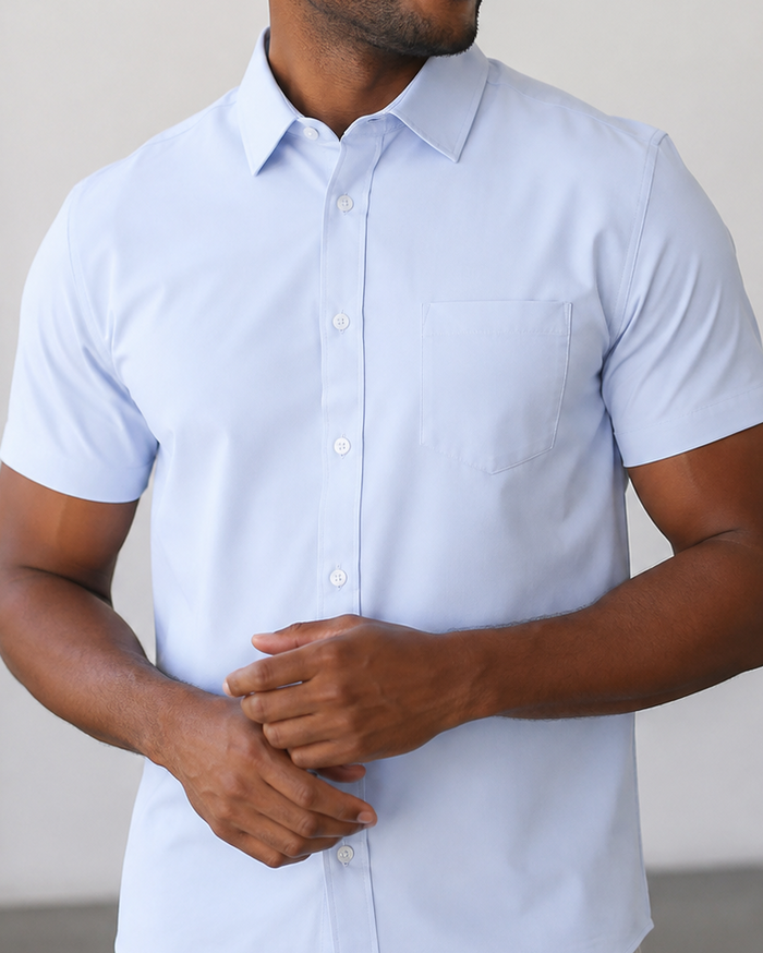 Phenom Classic Light Blue Short Sleeve Dress Shirt
