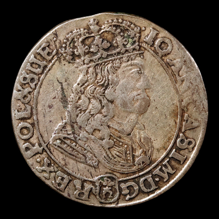 Poland, King John II Casimir Vasa, Silver 6 Groschens - 1667 CE - Polish-Lithuania