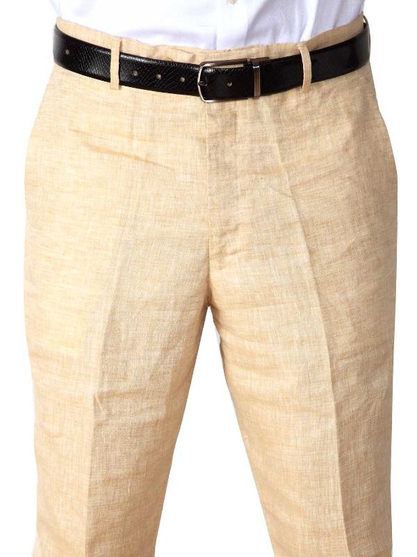 Portofino Beige Classic Fit Linen Trousers