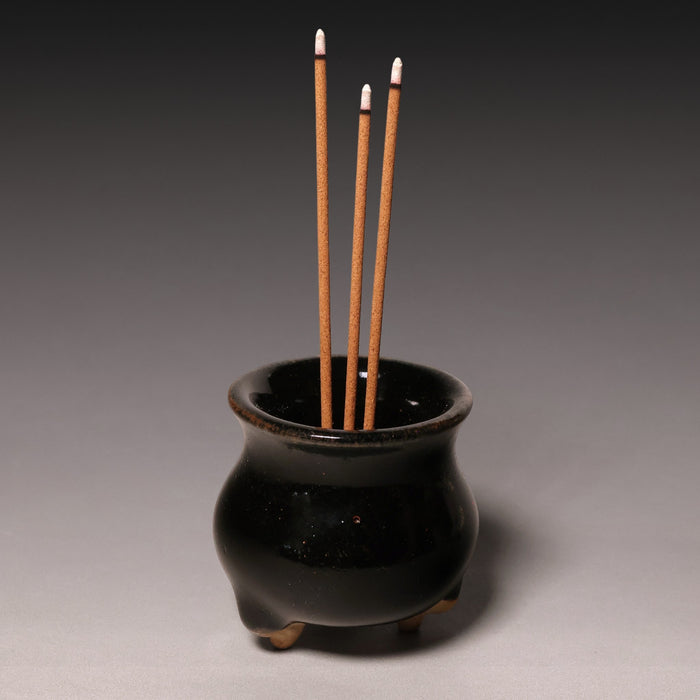 Qing Dynasty, Dark Glazed Miniature Tripod Incense Burner - c. 1800s to 1900s - Imperial China