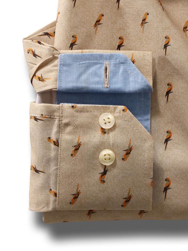 Rio Cream Printed Full sleeve single cuff   Cotton Shirt