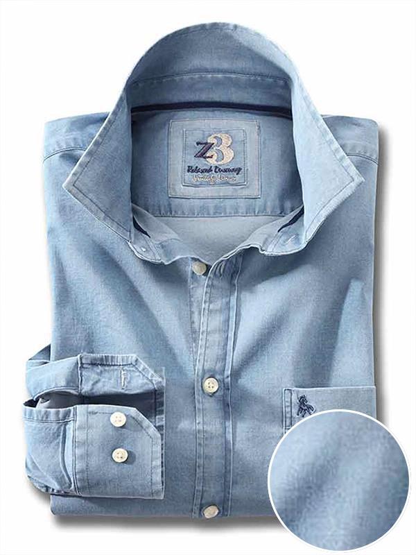 Robert Sky Solid Full sleeve single cuff   Blended Shirt