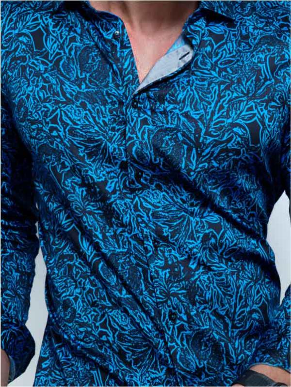 Rogers Cobalt Printed Full Sleeve Single Cuff Slim Fit Party Wear Blended Shirt