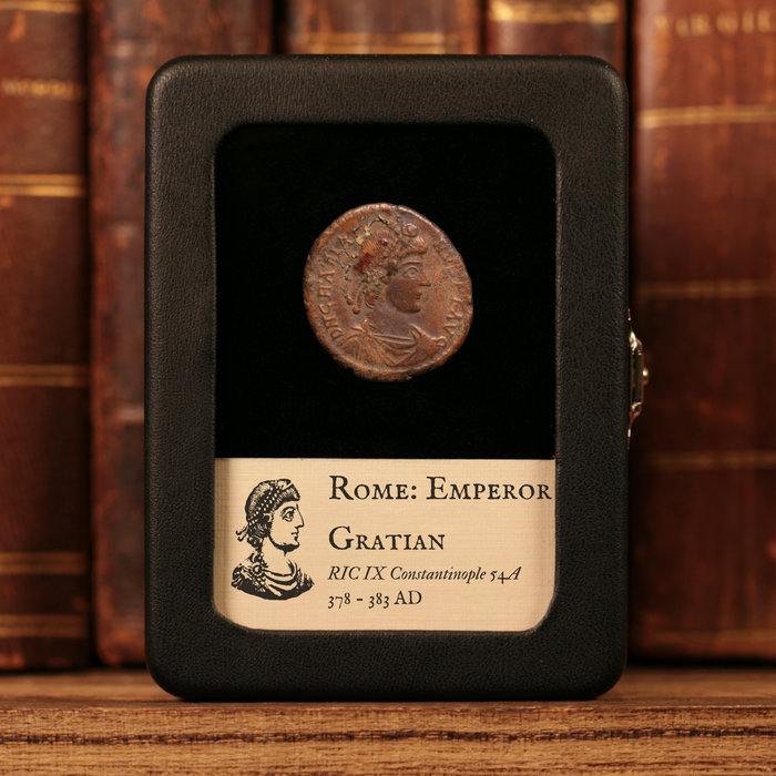 Rome, Emperor Gratian, AE2, Emperor Holding Victory Reverse - 378 to 383 CE - Roman Empire