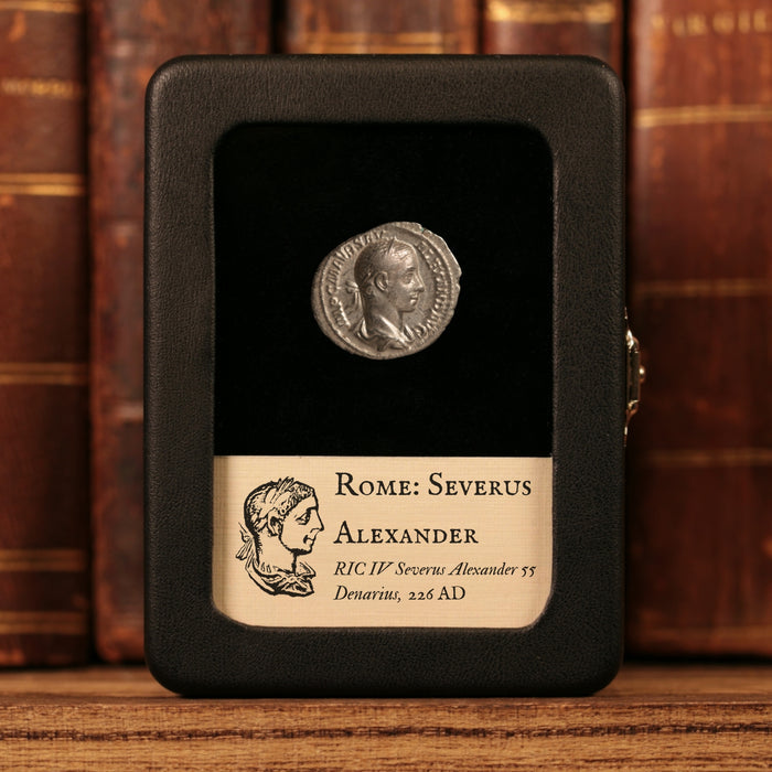 Rome, Emperor Severus Alexander, AR Denarius, Emperor Sacrificing With Patera - 226 CE - Roman Empire