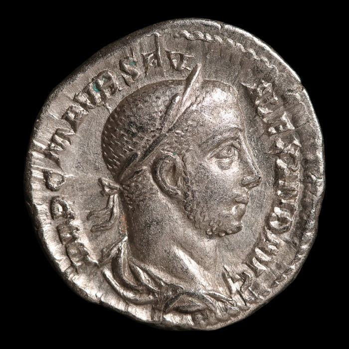 Rome, Emperor Severus Alexander, AR Denarius, Emperor Sacrificing With Patera - 227 CE - Roman Empire