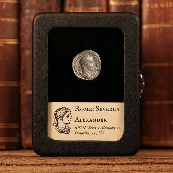 Rome, Emperor Severus Alexander, AR Denarius, Emperor Sacrificing With Patera - 227 CE - Roman Empire