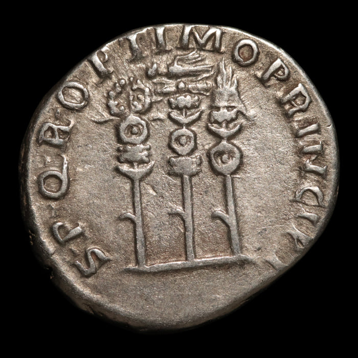 Rome, Emperor Trajan, AR Denarius, Military Standards Reverse - 112 to 114 CE - Roman Empire