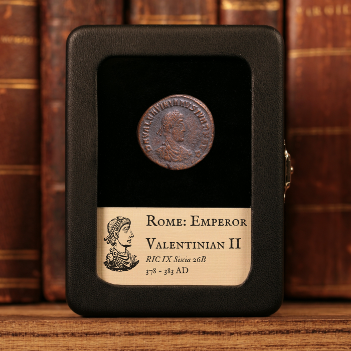 Rome, Emperor Valentinian II, AE2, Emperor Holding Victory Reverse - 378 to 383 CE - Roman Empire