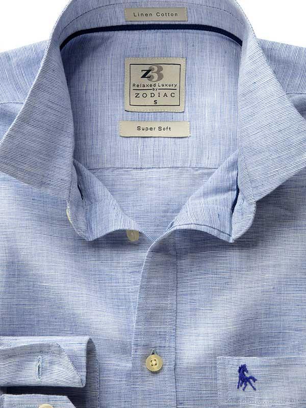 Sardinia Blue Solid    Blended Shirt