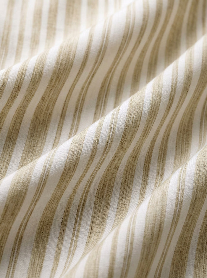 Scheffler Beige Striped Full Sleeve Tailored Fit Casual Blended Shirt