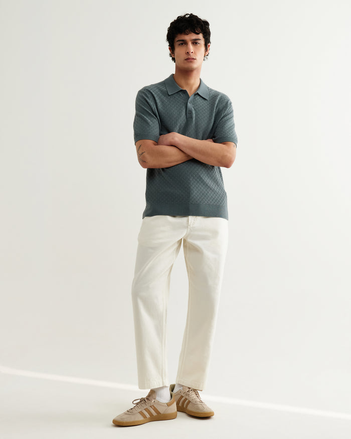 Sea Green Retro Diamond Naples SS Polo