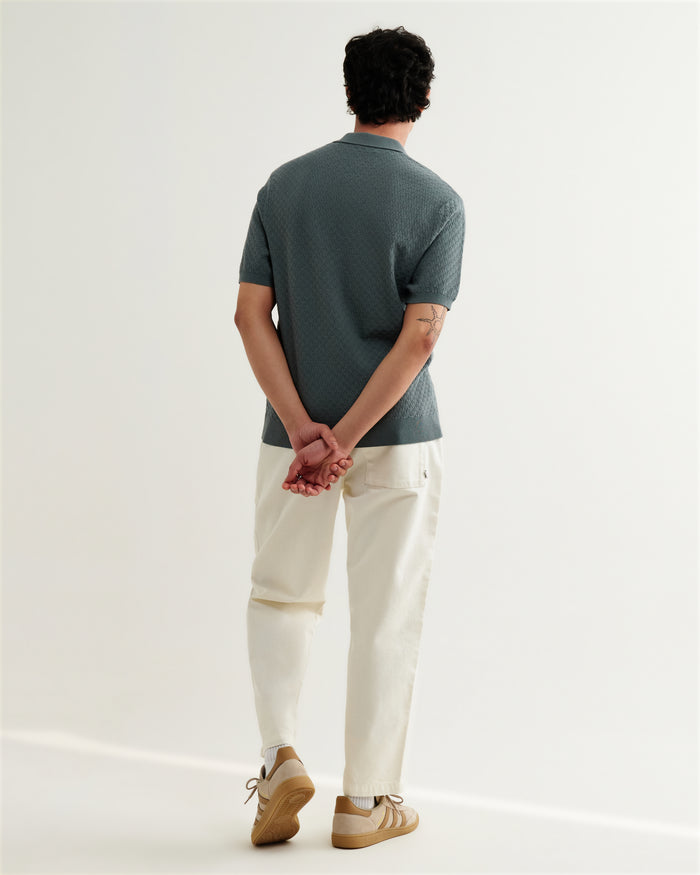 Sea Green Retro Diamond Naples SS Polo