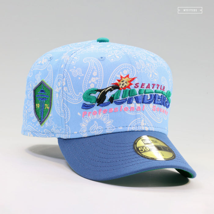 SEATTLE SOUNDERS RETRO PROFESSIONAL SOCCER ORCA PAISLEY NEW ERA FITTED CAP