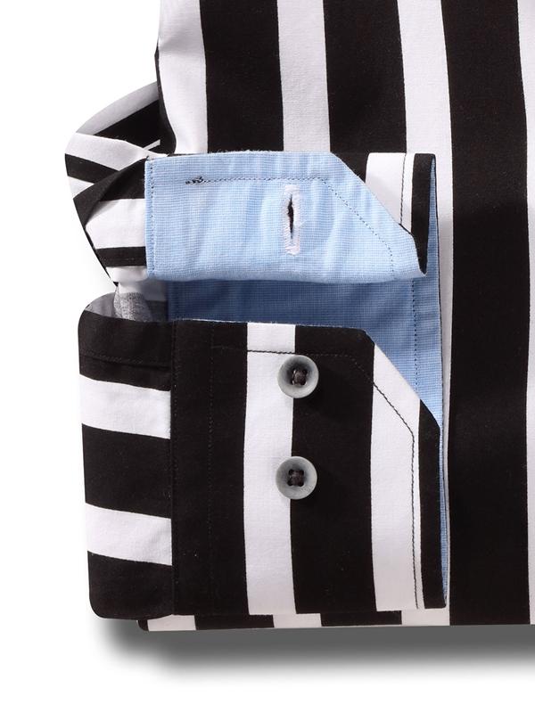 Sevilla Black Striped Full sleeve single cuff   Cotton Shirt