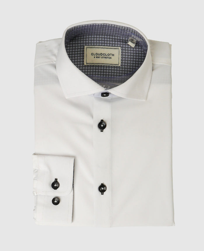 SH9801C- 4 Way Stretch Shirt w/ Contrast - Available in Black, Navy, Brown, Green, Tan