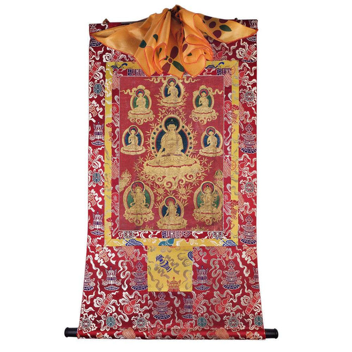 Shakyamuni - 17th Century - Tibetan thangka painting, detailed view